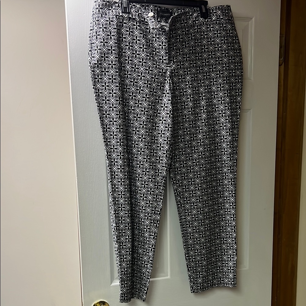 Talbots Black and White Dress Pants Chain-Link Pattern